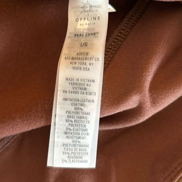 OFFLINE By Aerie Real Luxe Faux Leather Leggings Womens Size Large Brown NWT - Picture 8 of 11